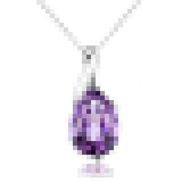 925 Sterling Silber Engel Tränen Amethyst Anhänger Halskette mit Kette